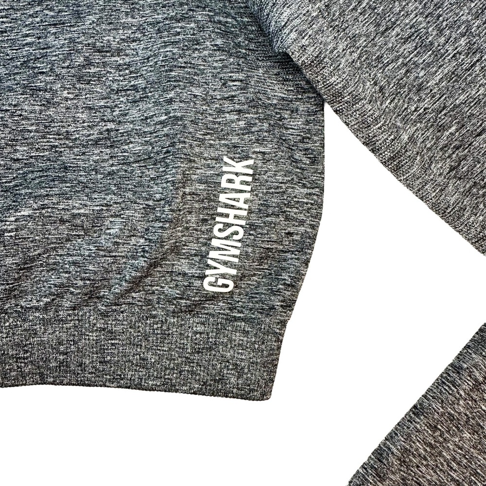 GYMSHARK Adapt Marl Seamless Long Sleeve Crop Top NWT • Medium • gray, black - Picture 3 of 9